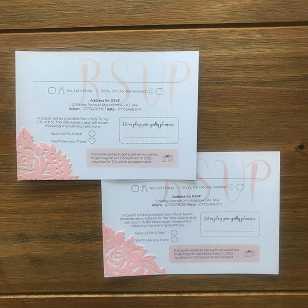 Wedding Stationery - RSVP day and evening