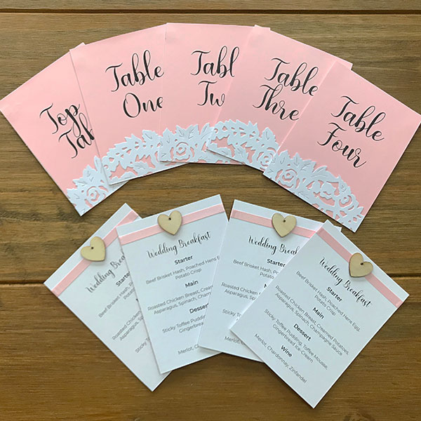 Wedding Stationery - Menus and Table Numbers