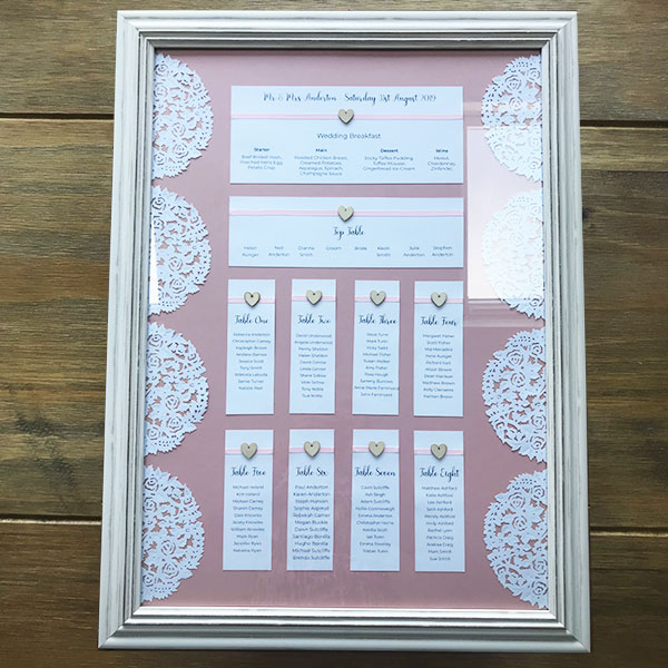 Wedding Stationery - Table Plan Inc Menu